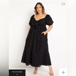 Eyelet Tie Front Maxi Dress